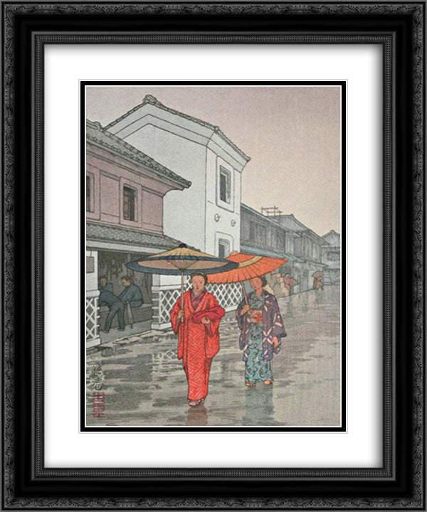 Umbrella (Amagasa) 20x24 Black Ornate Wood Framed Art Print Poster with Double Matting by Yoshida, Toshi