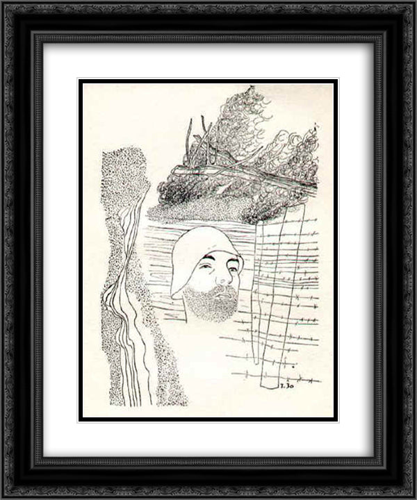 A Face on the Water Level 20x24 Black Ornate Wood Framed Art Print Poster with Double Matting by Toyen