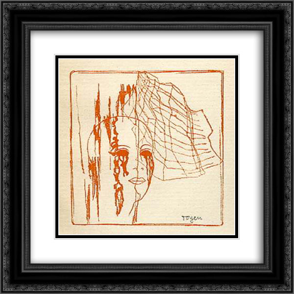 A Girl Head behind Spider Web 20x20 Black Ornate Wood Framed Art Print Poster with Double Matting by Toyen