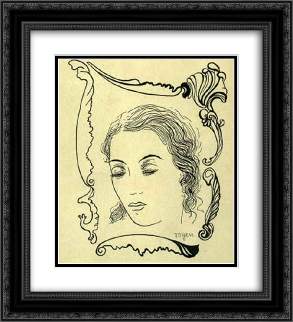 A Girl in the Daydream 20x22 Black Ornate Wood Framed Art Print Poster with Double Matting by Toyen
