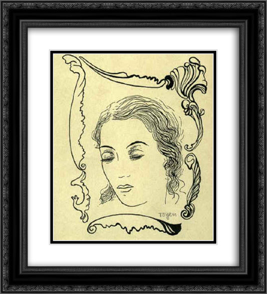 A Girl in the Daydream 20x22 Black Ornate Wood Framed Art Print Poster with Double Matting by Toyen