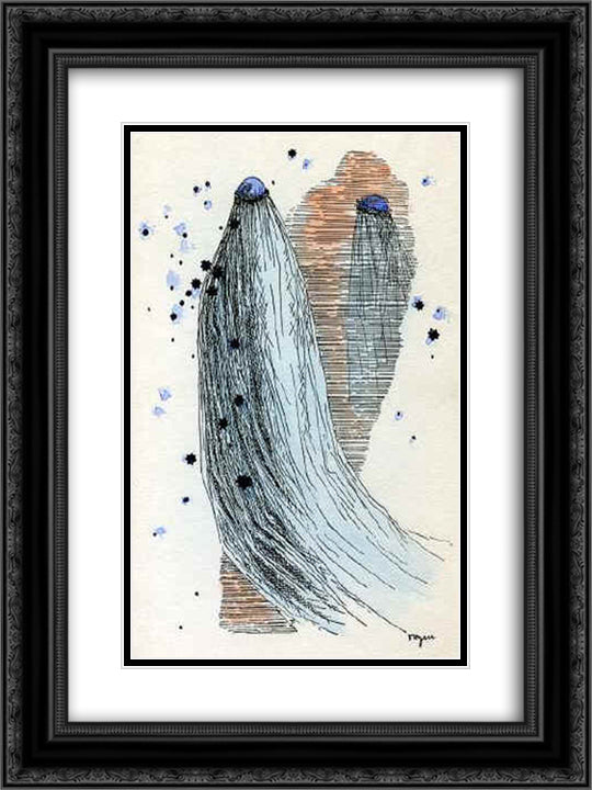 A Girl with a Long Veil 18x24 Black Ornate Wood Framed Art Print Poster with Double Matting by Toyen