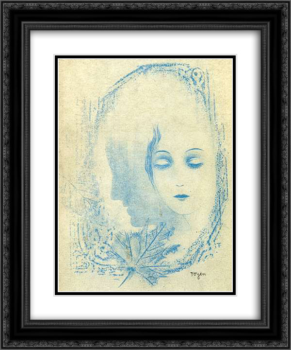 A Mirror 20x24 Black Ornate Wood Framed Art Print Poster with Double Matting by Toyen