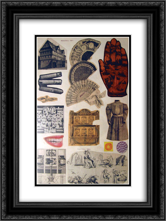 Collage 18x24 Black Ornate Wood Framed Art Print Poster with Double Matting by Toyen