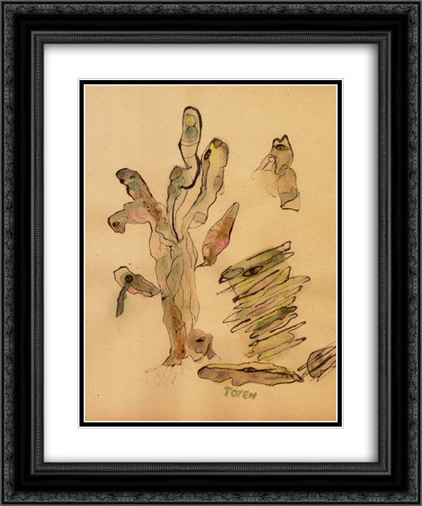 Composition 20x24 Black Ornate Wood Framed Art Print Poster with Double Matting by Toyen