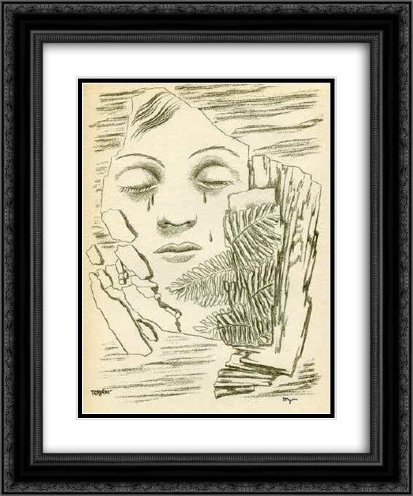 Crying 20x24 Black Ornate Wood Framed Art Print Poster with Double Matting by Toyen