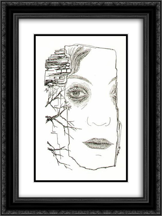 Epika 18x24 Black Ornate Wood Framed Art Print Poster with Double Matting by Toyen