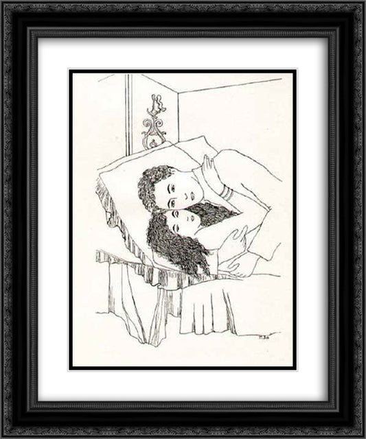 Lovers 20x24 Black Ornate Wood Framed Art Print Poster with Double Matting by Toyen