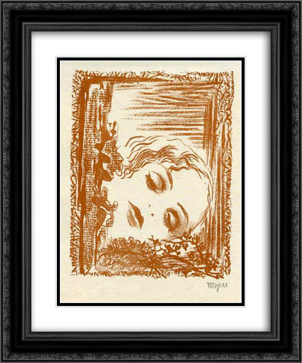 Sleeping on the Roses 20x24 Black Ornate Wood Framed Art Print Poster with Double Matting by Toyen