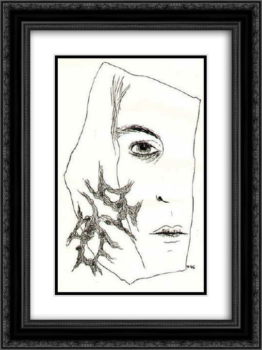 The Easter Wind 18x24 Black Ornate Wood Framed Art Print Poster with Double Matting by Toyen