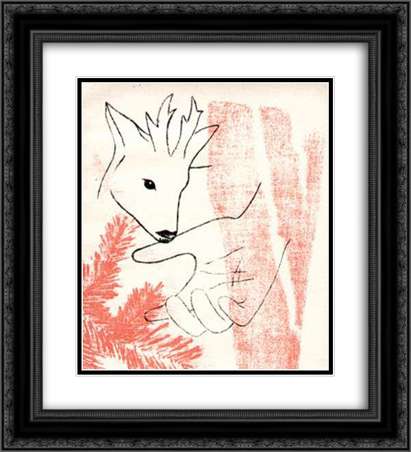 The Fawn 20x22 Black Ornate Wood Framed Art Print Poster with Double Matting by Toyen