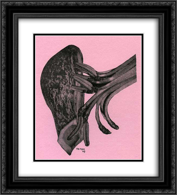 The Germination 20x22 Black Ornate Wood Framed Art Print Poster with Double Matting by Toyen