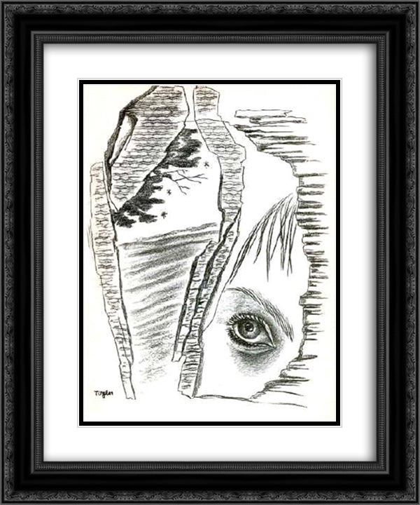 The Night 20x24 Black Ornate Wood Framed Art Print Poster with Double Matting by Toyen