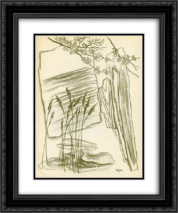 The Reeds 20x24 Black Ornate Wood Framed Art Print Poster with Double Matting by Toyen