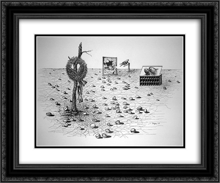 The Shooting Gallery I 24x20 Black Ornate Wood Framed Art Print Poster with Double Matting by Toyen