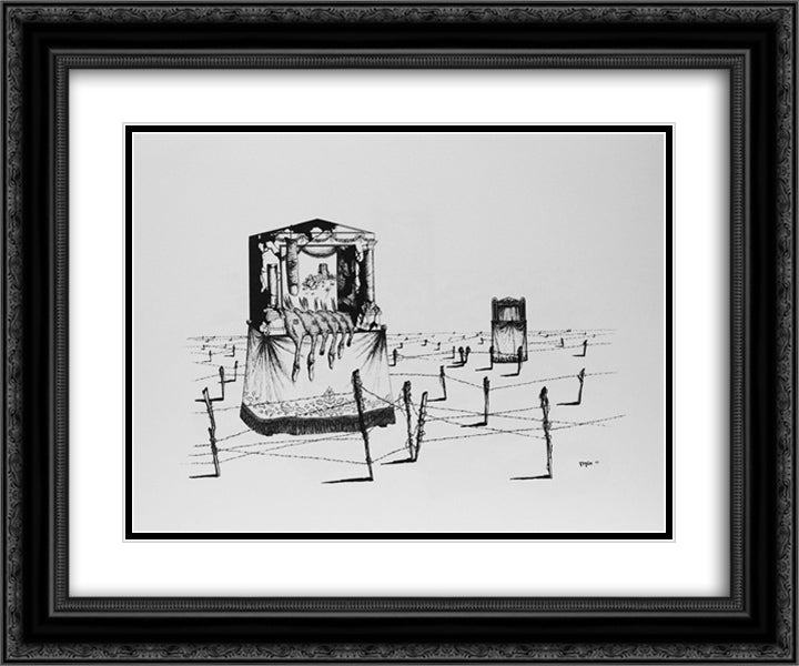 The Shooting Gallery IX 24x20 Black Ornate Wood Framed Art Print Poster with Double Matting by Toyen