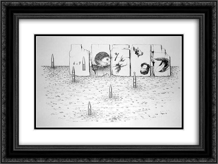 The Shooting Gallery VII 24x18 Black Ornate Wood Framed Art Print Poster with Double Matting by Toyen