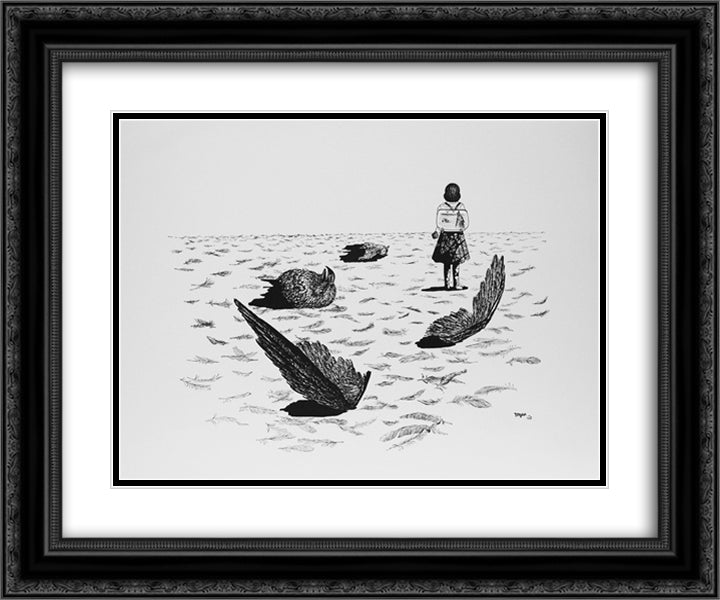 The Shooting Gallery XI 24x20 Black Ornate Wood Framed Art Print Poster with Double Matting by Toyen