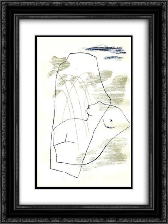 Torso 18x24 Black Ornate Wood Framed Art Print Poster with Double Matting by Toyen