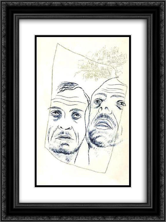 Two Friends 18x24 Black Ornate Wood Framed Art Print Poster with Double Matting by Toyen