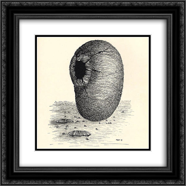 Untitled 20x20 Black Ornate Wood Framed Art Print Poster with Double Matting by Toyen