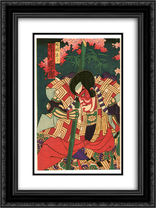 Beauty, Ghost and Hero 18x24 Black Ornate Wood Framed Art Print Poster with Double Matting by Toyohara, Chikanobu