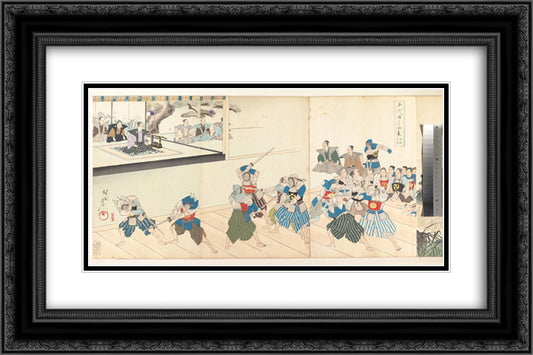 Chiyoda Castle (Album of Men) 24x16 Black Ornate Wood Framed Art Print Poster with Double Matting by Toyohara, Chikanobu