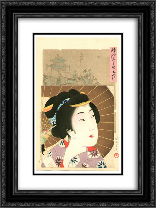 Kouka - Jidai Kagami 18x24 Black Ornate Wood Framed Art Print Poster with Double Matting by Toyohara, Chikanobu