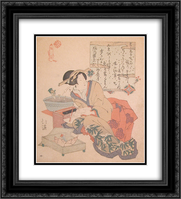 Bamboo Shoots 20x22 Black Ornate Wood Framed Art Print Poster with Double Matting by Hokkei, Toyota
