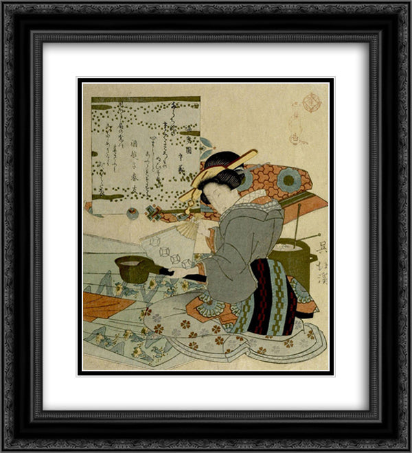 Huang Xiang (o Ko) Cooling the Hot Iron 20x22 Black Ornate Wood Framed Art Print Poster with Double Matting by Hokkei, Toyota