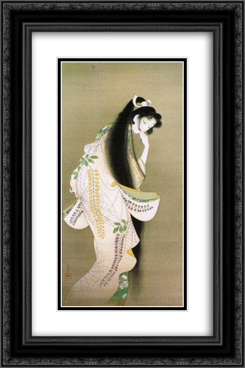 Flames 16x24 Black Ornate Wood Framed Art Print Poster with Double Matting by Shoen, Uemura