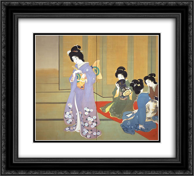 Preparing for Dance 22x20 Black Ornate Wood Framed Art Print Poster with Double Matting by Shoen, Uemura