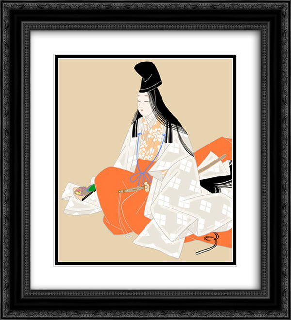 Shizuka 20x22 Black Ornate Wood Framed Art Print Poster with Double Matting by Shoen, Uemura