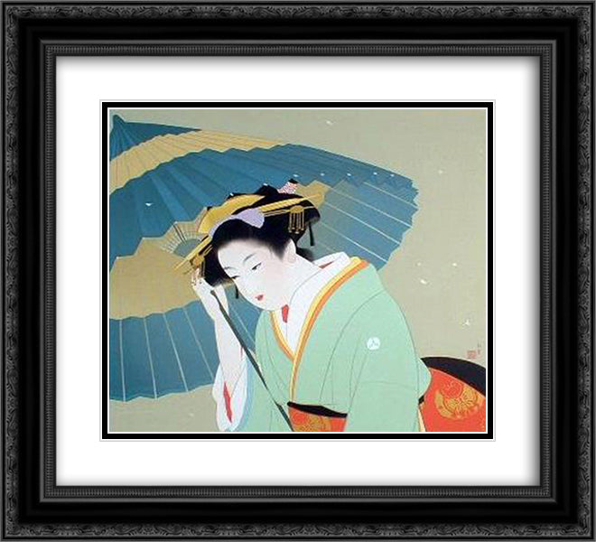 Snow 22x20 Black Ornate Wood Framed Art Print Poster with Double Matting by Shoen, Uemura