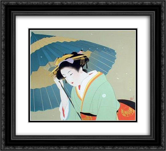 Snow 22x20 Black Ornate Wood Framed Art Print Poster with Double Matting by Shoen, Uemura