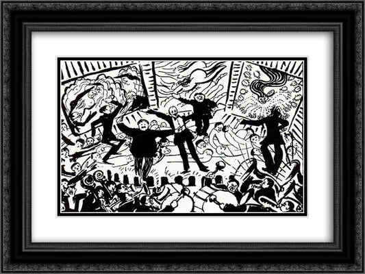 A Futurist Evening in Milan 24x18 Black Ornate Wood Framed Art Print Poster with Double Matting by Boccioni, Umberto