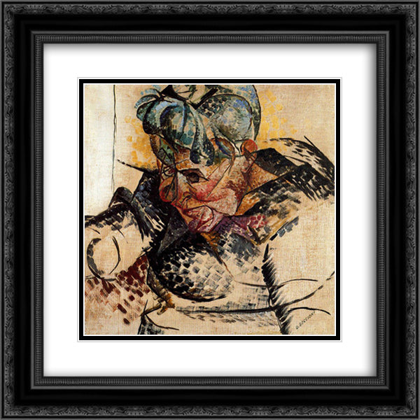 Abstract Dimensions 20x20 Black Ornate Wood Framed Art Print Poster with Double Matting by Boccioni, Umberto