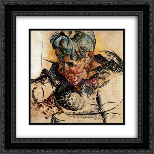 Abstract Dimensions 20x20 Black Ornate Wood Framed Art Print Poster with Double Matting by Boccioni, Umberto