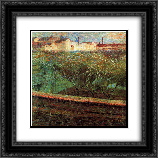 April Evening 20x20 Black Ornate Wood Framed Art Print Poster with Double Matting by Boccioni, Umberto