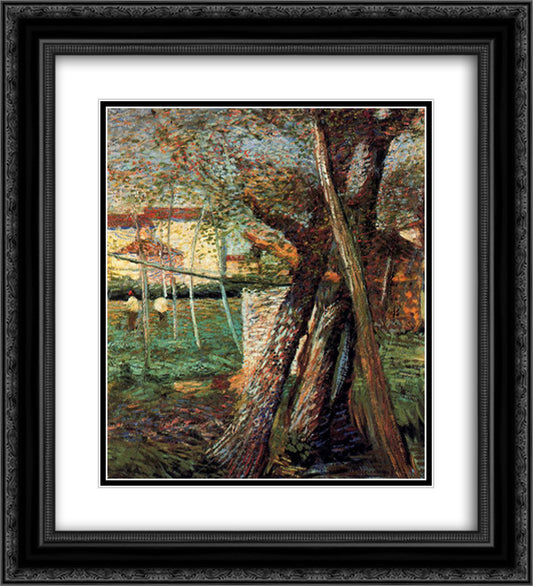 Countryside with Trees 20x22 Black Ornate Wood Framed Art Print Poster with Double Matting by Boccioni, Umberto