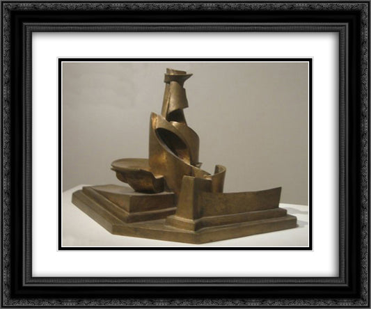 Development of a Bottle in Space 24x20 Black Ornate Wood Framed Art Print Poster with Double Matting by Boccioni, Umberto
