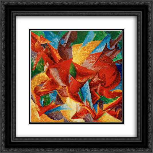 Dimensional shapes of a horse 20x20 Black Ornate Wood Framed Art Print Poster with Double Matting by Boccioni, Umberto