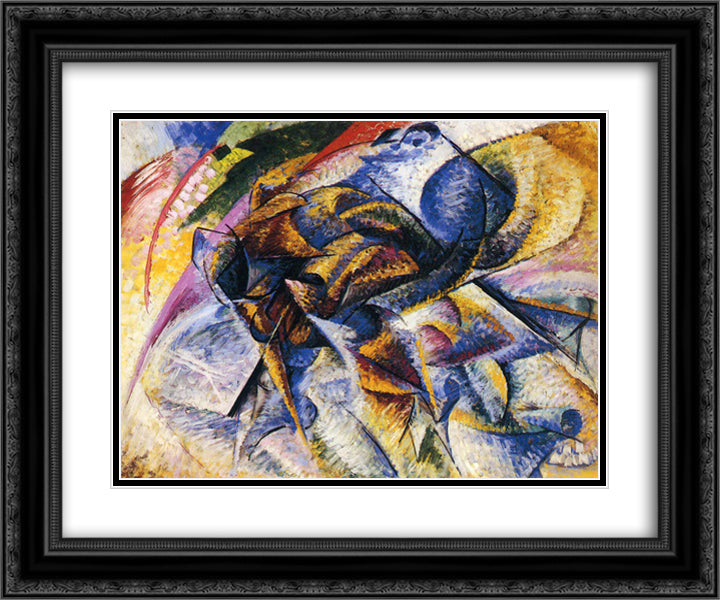 Dynamism of a Cyclist 24x20 Black Ornate Wood Framed Art Print Poster with Double Matting by Boccioni, Umberto