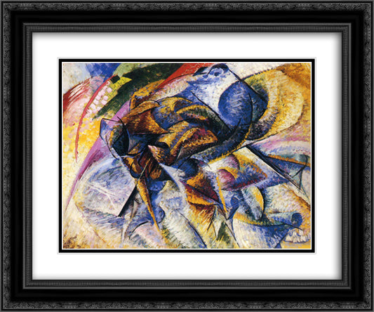 Dynamism of a Cyclist 24x20 Black Ornate Wood Framed Art Print Poster with Double Matting by Boccioni, Umberto