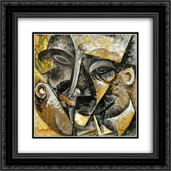 Dynamism of a man's head 20x20 Black Ornate Wood Framed Art Print Poster with Double Matting by Boccioni, Umberto