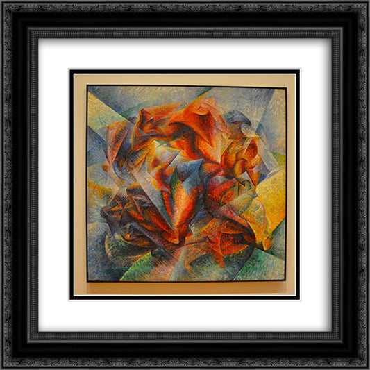 Dynamism of a Soccer Player 20x20 Black Ornate Wood Framed Art Print Poster with Double Matting by Boccioni, Umberto
