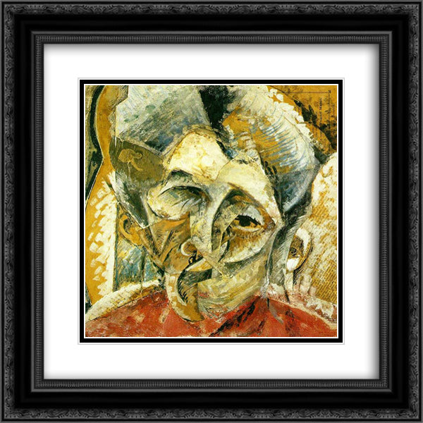 Dynamism of a Woman's Head 20x20 Black Ornate Wood Framed Art Print Poster with Double Matting by Boccioni, Umberto