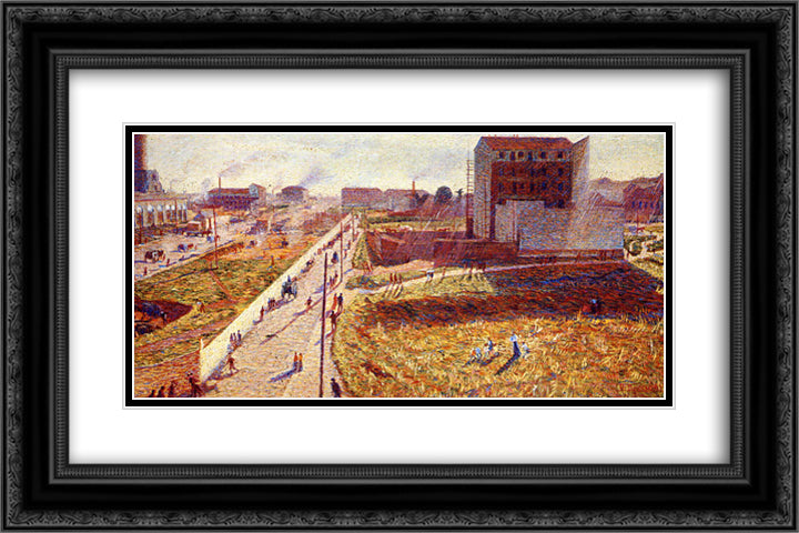 Factories At Porta Romana 24x16 Black Ornate Wood Framed Art Print Poster with Double Matting by Boccioni, Umberto