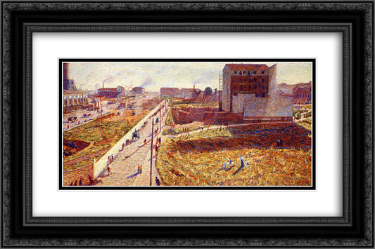 Factories At Porta Romana 24x16 Black Ornate Wood Framed Art Print Poster with Double Matting by Boccioni, Umberto