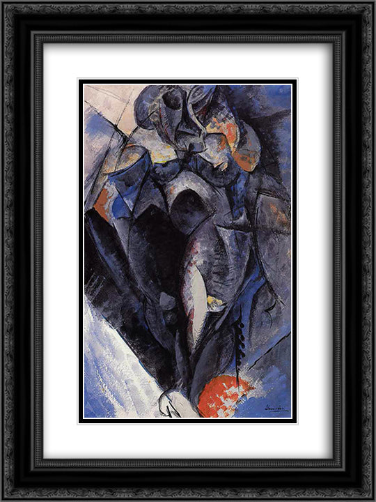 Figure 18x24 Black Ornate Wood Framed Art Print Poster with Double Matting by Boccioni, Umberto